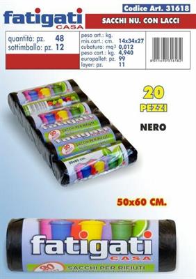 BUSTE ROTOLO CON LACCI 20PZ 50X60CM NERO