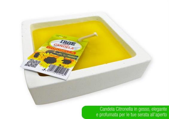 CANDELA QUADRATA CITRONELLA IN GESSO