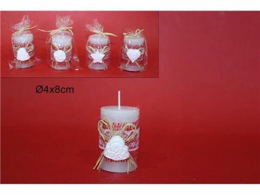 CANDELA MINI DECORAZIONE RAFFIA COLORE ROSSO 4 ASS. D.4X8CM