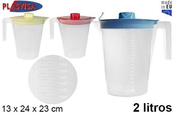 CARAFFA IN PLASTICA GRADUATA 2 LT CON TAPPO