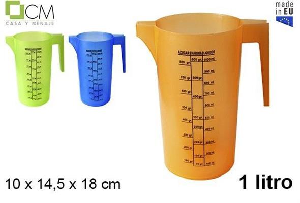 CARAFFA GRADUATA IN PLASTICA 1 LT COLORI ASS.