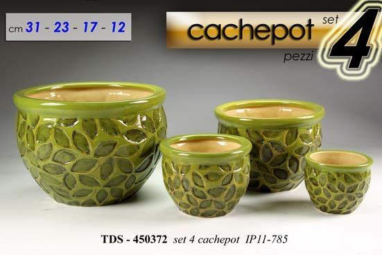 CASPO SET 4PZ DECORO FOGLIE VERDE