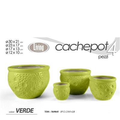 CASPO CERAMICA SET 4 PZ DECORO BOLLE VERDE