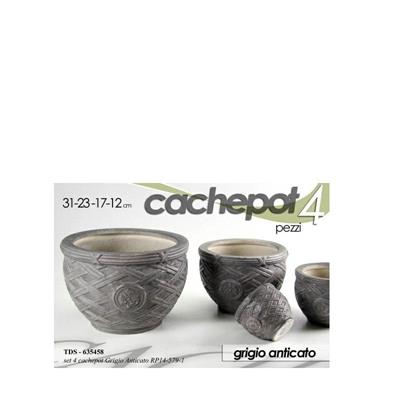 CASPO SET 4PZ DECORO GRIGIO ANTICATO 31/23/17/12 CM