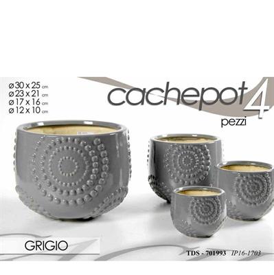 CASPO SET 4PZ DECORO TRIBALE GRIGIO