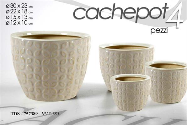 CASPO SET 4PZ DECORO FLOREALE BEIGE