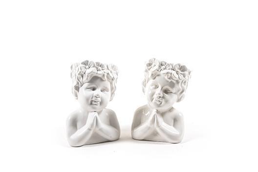 CASPO PORTAVASO PUTTO IN CERAMICA 13,8 X 11 X H18,7 CM ASS