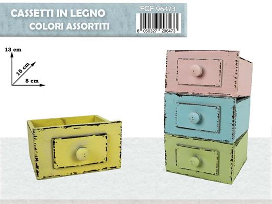 CASSETTO IN LEGNO 4COLORI ASS.