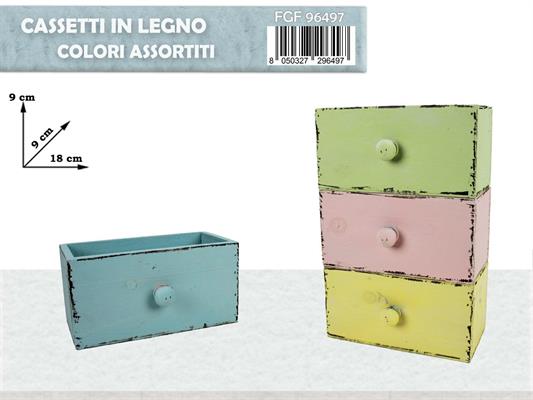 CASSETTO IN LEGNO RETTANGOLARE 4COLORI ASS.