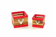 CASSETTA IN LEGNO DEER SET 2PZ (23X23X19CM)(17X17X16CM)