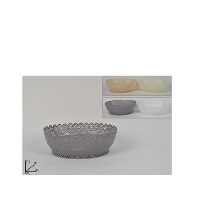 CESTINO PLASTICA OVALE DECORATO 23 X 16 CM 4 COLORI ASS