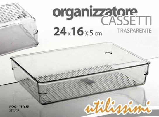 CESTINO PLASTICA ORGANIZZATORE CASSETTI 24X16X5CM