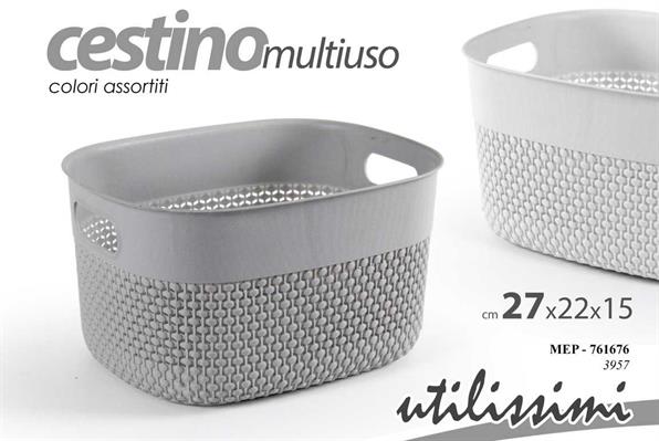 CESTINO MULTIUSO IN PLASTICA 27,4X22X15CM COLORI ASS.