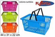 CESTA IN PLASTICA CON MANICI 44X31X22CM COLORI ASS.