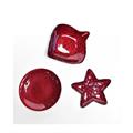 CIOTOLA IN VETRO 13,5 CM ROSSO GLITTER FORME ASS