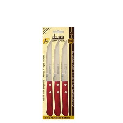 COLTELLO DA BISTECCA MANICO LEGNO RESINATO SET 3 PZ