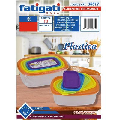 CONTENITORE PLASTICA RETTANGOLARE SET 5PZ