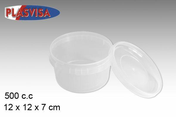 CONTENITORE IN PLASTICA CON COPERCHIO 500CC 12X12X7CM