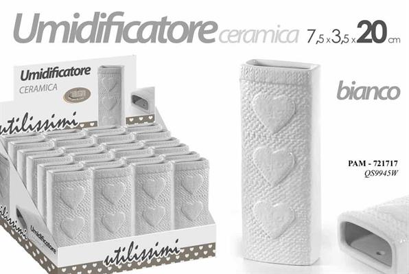 EVAPORATORE CERAMICA 20CM 3CUORI COLORE BIANCO