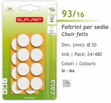 FELTRINI PER SEDIE 20MM Bianco ELIPLAST