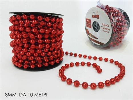 FILO CON PERLE 8MM COLORE ROSSO ROTOLO 10MT