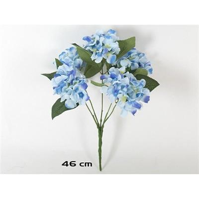 FIORE BOUQUET ORTENSIA 5 FIORI 46 CM COLORE AZZURRO