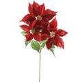 FIORE STELLA DI NATALE GLITTERATA 3 FIORI 75 CM