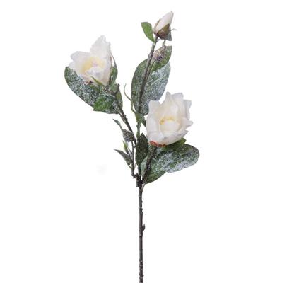 FIORE MAGNOLIA INNEVATA 2 FIORI 1 BOCCIOLO 80 CM BIANCO