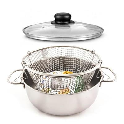 FRIGGITRICE INOX CON CESTELLO E COPERCHIO IN VETRO 30CM