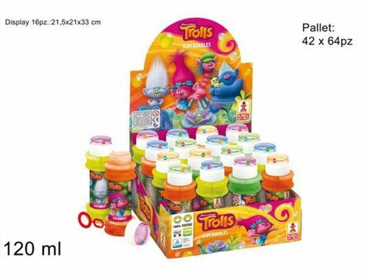 GIOCO BOLLE DI SAPONE SLIM 120ML TROLLS (CONF. 16PZ)