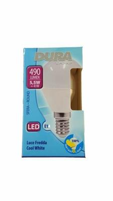 LAMPADINA SFERA E14 5,5W 230V 6500K OPALINA