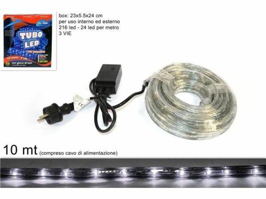 LUCI TUBO LED 10MT 3VIE COLORE BIANCO USO INTERNO/ESTERNO