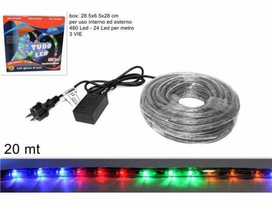 LUCI TUBO LED 20MT 3VIE MULTICOLOR USO INTERNO/ESTERNO