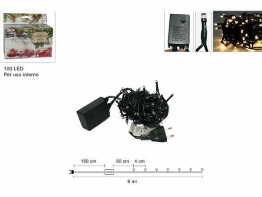 LUCI MINILUCCIOLA 100LED COLORE BIANCO CALDO USO INTERNO