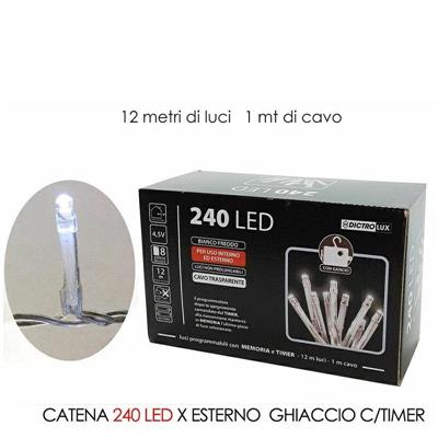 LUCI CATENA 240 LED PER ESTERNO GHIACCIO