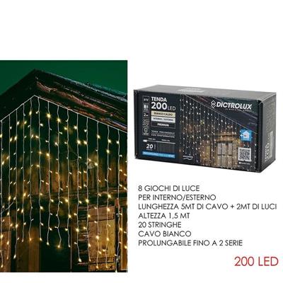 LUCI TENDA 200 LED 2 X 1,5 MT INTERNO / ESTERNO BIANCO CALDO