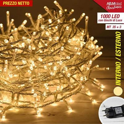 MINI LUCCIOLE TRASPARENTI 1000LED C/GIOCHI BIANCO CALDO I/E