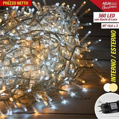 MINI LUCCIOLE TRASPARENTI 560 LED C/GIOCHI BIANCO CALDO I/E