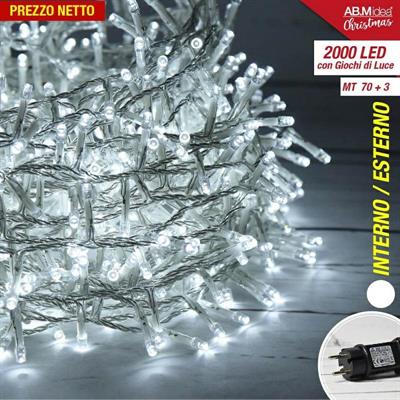 MINI LUCCIOLE TRASPARENTI 2000LED C/GIOCHI BIANCO I/E