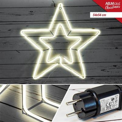 LUCI DOPPIA STELLA NEON LED 54X54CM ESTERNO COLORE BIANCO