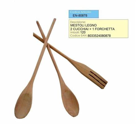 MESTOLI LEGNO SET 2CUCCHIAI+1FORCHETTA