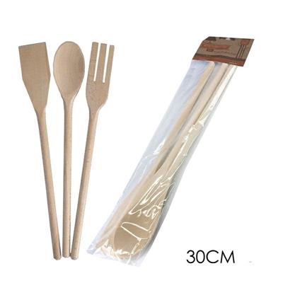 MESTOLO LEGNO SET 3 PZ CUCINA 30 CM