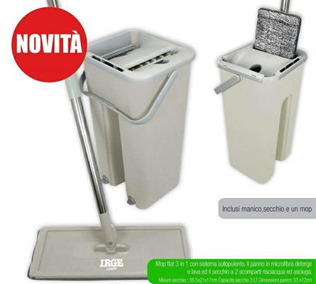 MOP PIATTO 33 X 12 CM CON SECCHIO AUTOPULENTE 3 LT