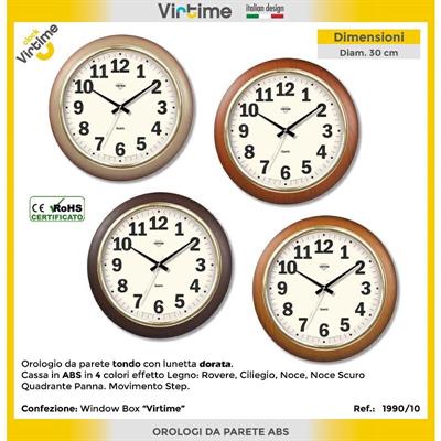 OROLOGIO TONDO 30 CM EFFETTO LEGNO QUADRANTE 4 COLORI ASS