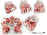 PALLA NATALIZIA SET 4PZ 5CM BIANCO/ROSSO