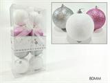 PALLA ROSA/BIANCO GLITTER 80MM CONF. 8PZ