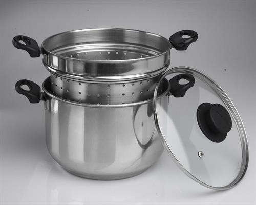 PENTOLA BOLLIPASTA C/COPERCHIO VETRO CM.20 STEEL PAN