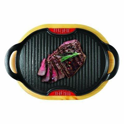 PIASTRA GRILL OVALE GHISA 36 X 23 CM